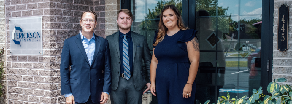 Photo of Erickson Financial's staff standing in front of the office.